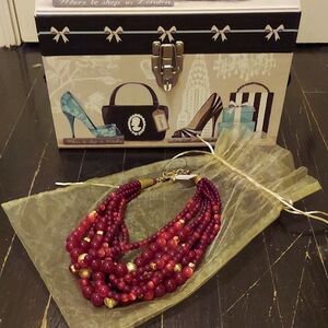 Chico's Multi-Strand Necklace in Rich Burgundy and Gold